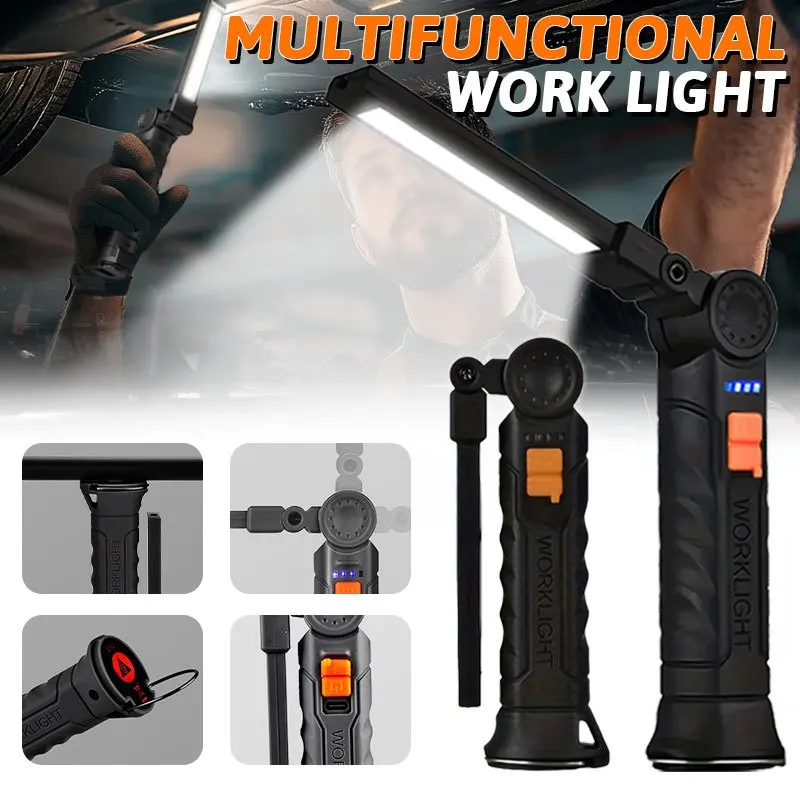 Fishing Hook - Akumulatorowa magnetyczna lampa robocza, przenośna latarnia