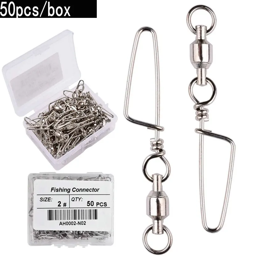 Fishing Hook Box - 50 szt. Krętlik z łożyskiem kulkowym