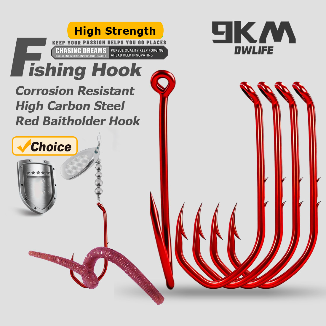 Fishing Hook Circle - Haczyk 9KM Baitholder 50-100 szt. Czerwony
